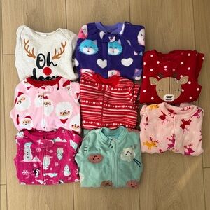 Bundle of Baby Girl Fleece Sleepers (Size 3-6m)